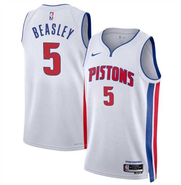 Mens Detroit Pistons #5 Malik Beasley White 2024 Association Edition Stitched Jersey Dzhi->->NBA Jersey